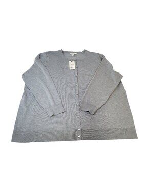 Terra Sky Plus Size 3X Gray Button Up Cardigan Sweater Soft Knit Womens